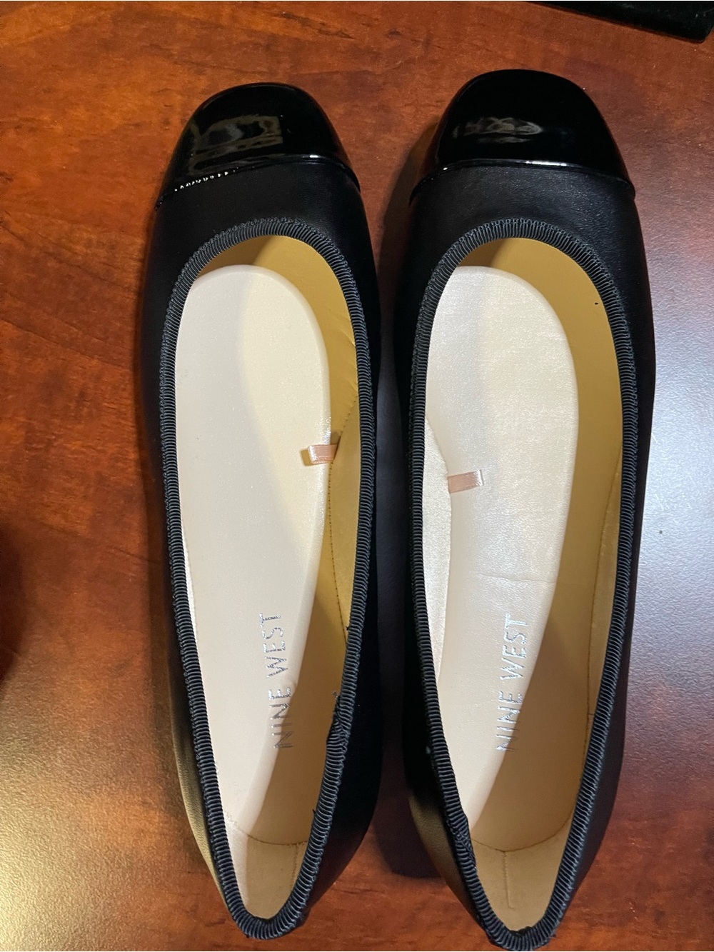 NWOB Nine West Black Vegan Leather Ballet Flats Sz 7